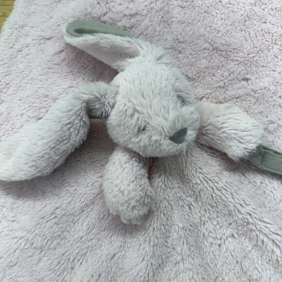 Blankets & Beyond Pink Bunny Rabbit Baby Lovey Satin Security Blanket Rattle - Picture 2 of 3